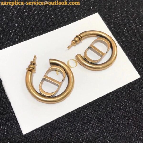 Replica Dior 30 Montaigne Hoop Earrings In Antique Gold-Finish Metal 5