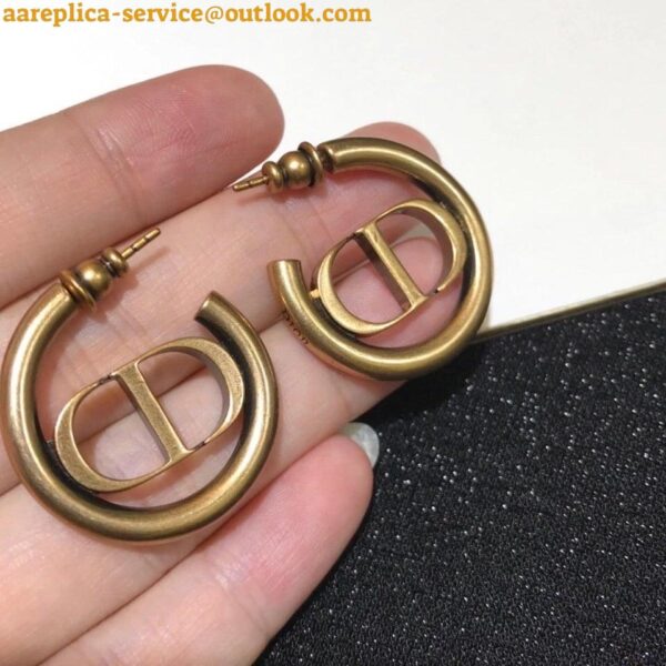 Replica Dior 30 Montaigne Hoop Earrings In Antique Gold-Finish Metal 8