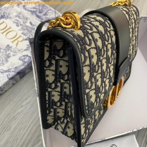 Replica Dior 30 Montaigne Avenue Bag In Blue Dior Oblique Jacquard 11