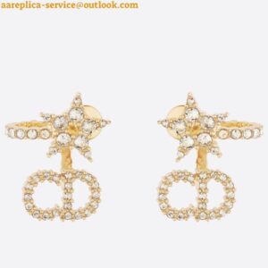 Replica Dior Clair D Lune Earrings In Gold-Finish Metal and White Crystals