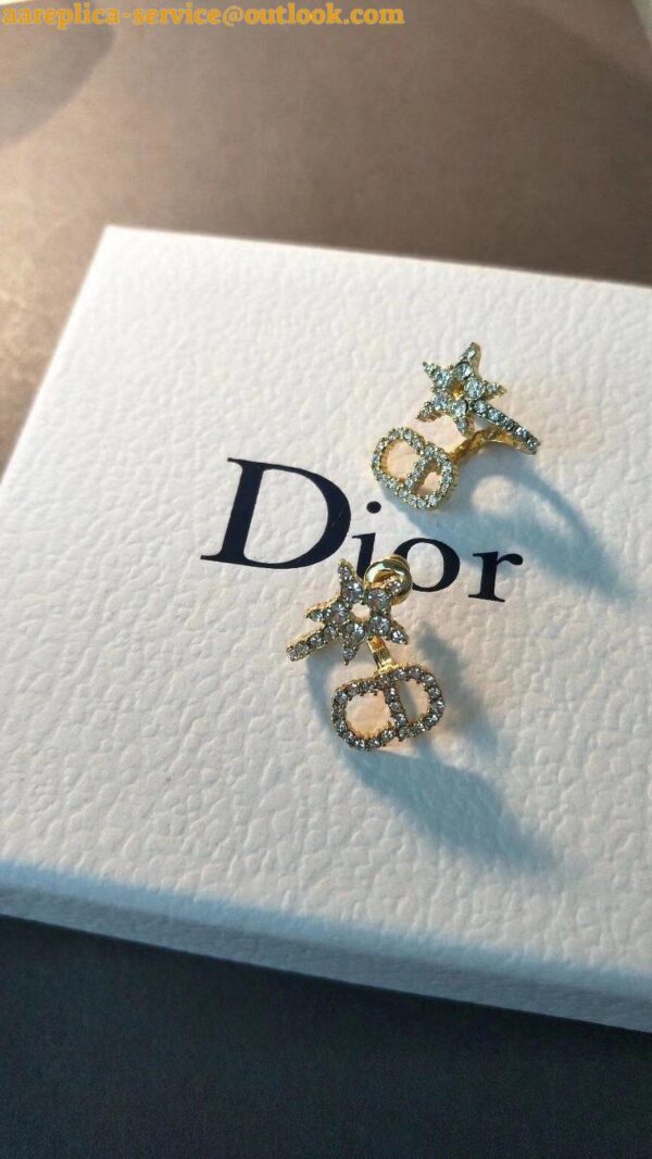 Replica Dior Clair D Lune Earrings In Gold-Finish Metal and White Crystals 5