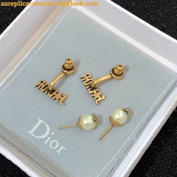 Replica Dior J'Adior Earrings In Antique Gold Metal and Pearls 8