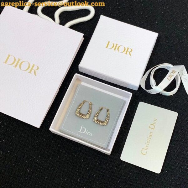 Replica Dior J'Adior Hoop Earrings In Antique Gold Metal and Crystals 3