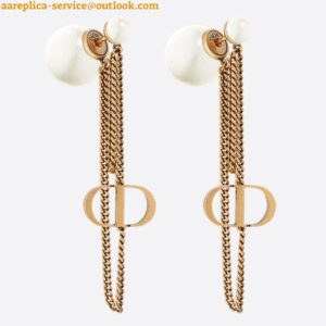 Replica Dior Tribales CD Earrings In Antique Gold-Finish Metal and Pearls