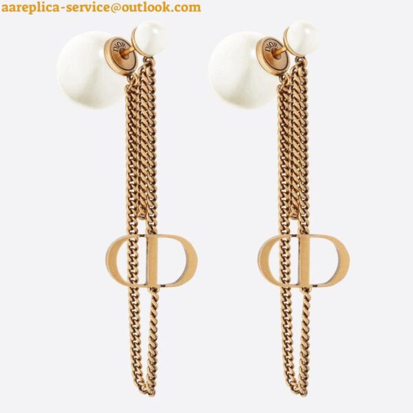 Replica Dior Tribales CD Earrings In Antique Gold-Finish Metal and Pearls 3