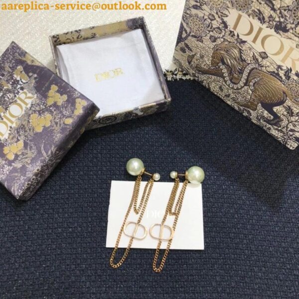 Replica Dior Tribales CD Earrings In Antique Gold-Finish Metal and Pearls 6