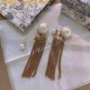 Replica Dior Tribales CD Earrings In Antique Gold-Finish Metal and Pearls