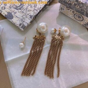 Replica Dior Tribales Chain Earrings In Antique Gold-Finish Metal