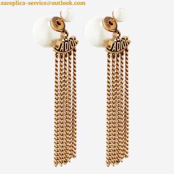 Replica Dior Tribales Chain Earrings In Antique Gold-Finish Metal 5