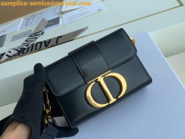 Replica Dior 30 Montaigne Box Bag In Black Box Calfskin 11