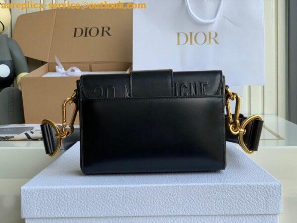 Replica Dior 30 Montaigne Box Bag In Black Box Calfskin 12