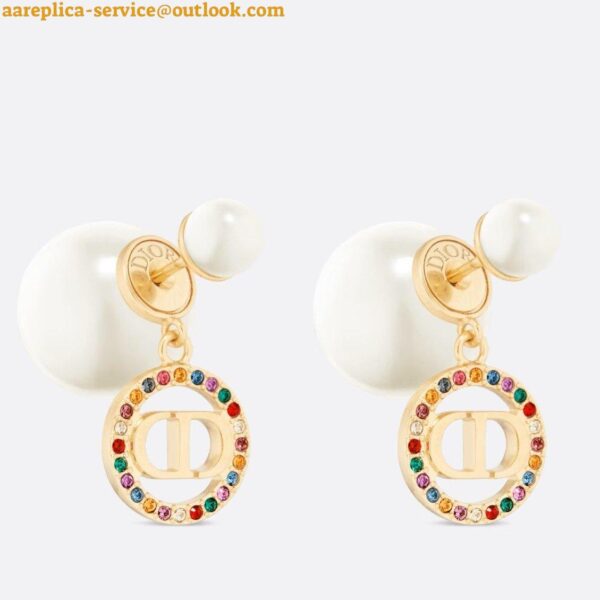 Replica Dior Tribales Earrings in Metal and White Pearls and Multicolor Crystals 2