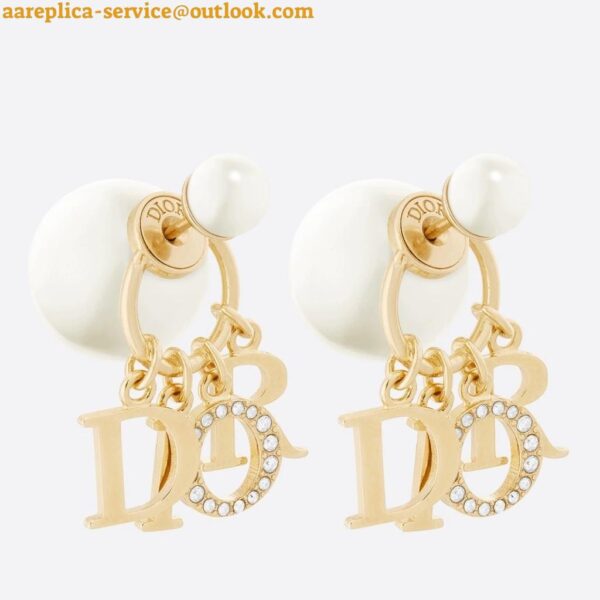 Replica Dior Tribales Earrings in Metal and White Pearls and Multicolor Crystals 3