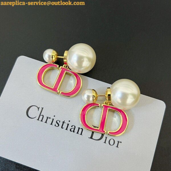 Replica Dior Tribales Earrings in Metal and White Pearls with Rani Pink Lacquer 5