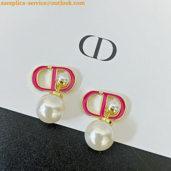 Replica Dior Tribales Earrings in Metal and White Pearls with Rani Pink Lacquer 6