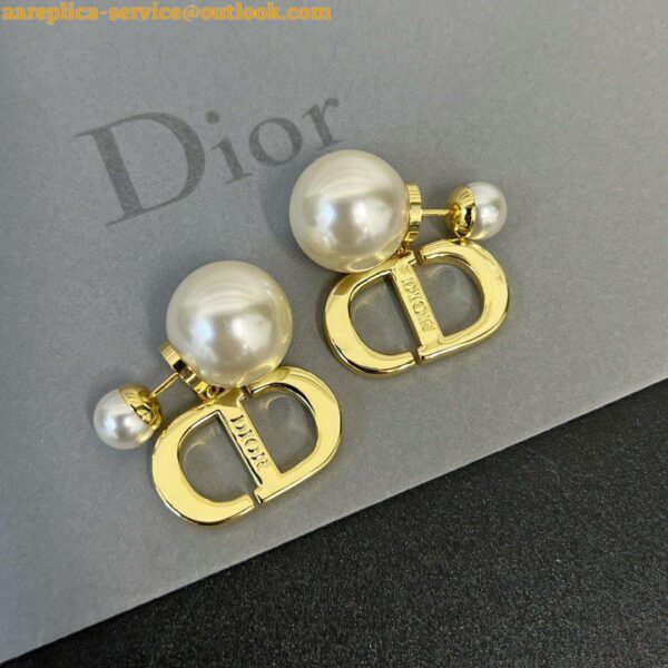 Replica Dior Tribales Earrings in Metal and White Pearls with Rani Pink Lacquer 8