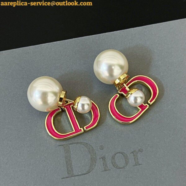 Replica Dior Tribales Earrings in Metal and White Pearls with Rani Pink Lacquer 9