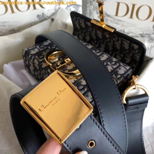 Replica Dior 30 Montaigne Box Bag In Blue Dior Oblique Jacquard 10