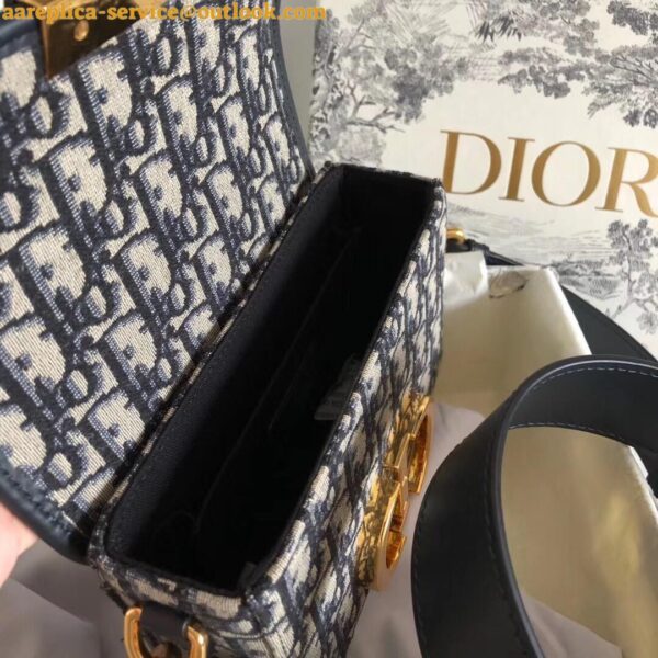 Replica Dior 30 Montaigne Box Bag In Blue Dior Oblique Jacquard 11