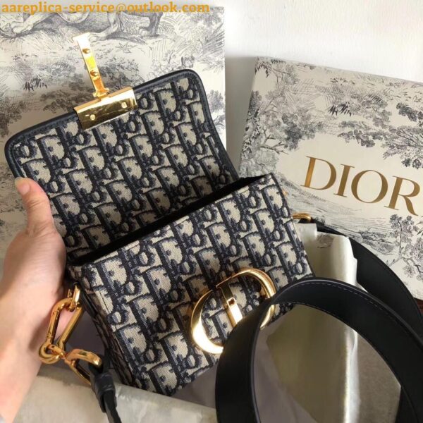 Replica Dior 30 Montaigne Box Bag In Blue Dior Oblique Jacquard 12