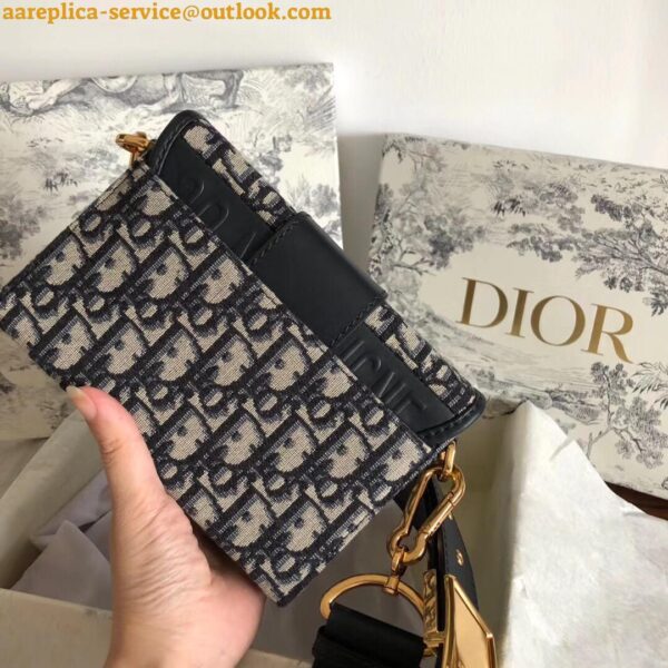 Replica Dior 30 Montaigne Box Bag In Blue Dior Oblique Jacquard 13