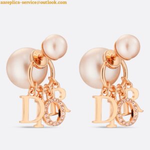 Replica Dior Tribales Earrings In Rose Gold Metal Pearls and Crystals 2