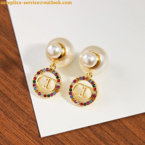 Replica Dior Tribales Earrings in Metal and White Pearls and Multicolor Crystals 29