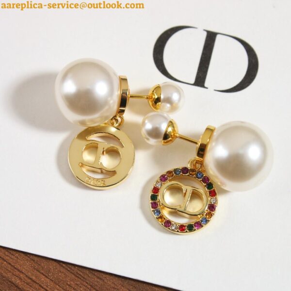 Replica Dior Tribales Earrings in Metal and White Pearls and Multicolor Crystals 30