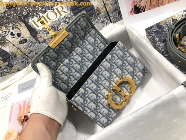 Replica Dior 30 Montaigne Box Bag In Gray Dior Oblique Jacquard 6