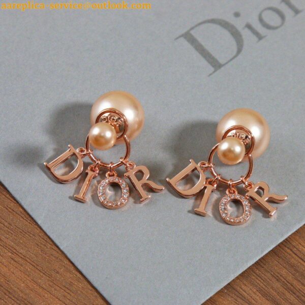 Replica Dior Tribales Earrings In Rose Gold Metal Pearls and Crystals 9