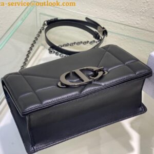 Replica Dior 30 Montaigne Chain Bag With Handle In Black Lambskin