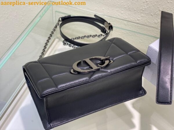 Replica Dior 30 Montaigne Chain Bag With Handle In Black Lambskin