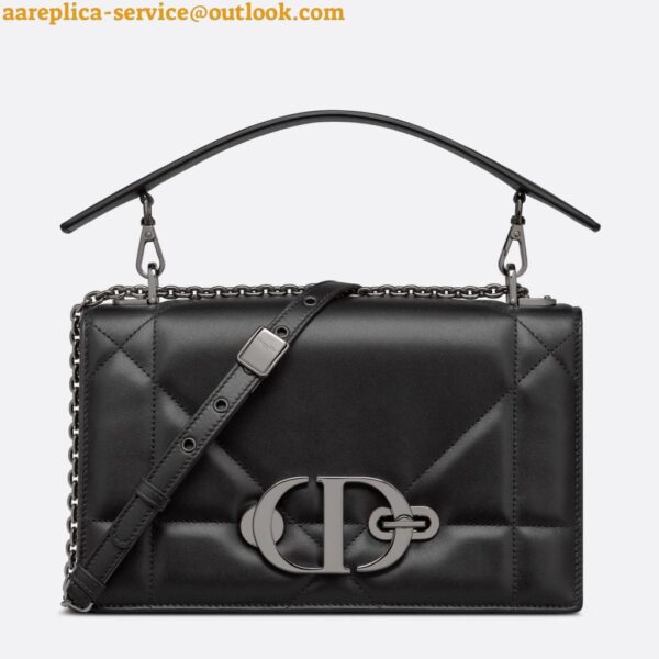 Replica Dior 30 Montaigne Chain Bag With Handle In Black Lambskin 7