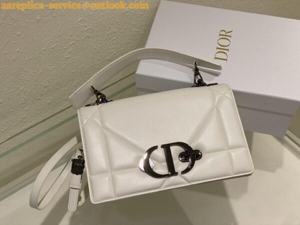 Replica Dior 30 Montaigne Chain Bag With Handle In White Lambskin 11
