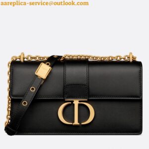 Replica Dior 30 Montaigne East-West Bag with Chain in Black Calfskin 2