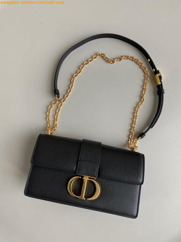 Replica Dior 30 Montaigne East-West Bag with Chain in Black Calfskin 4