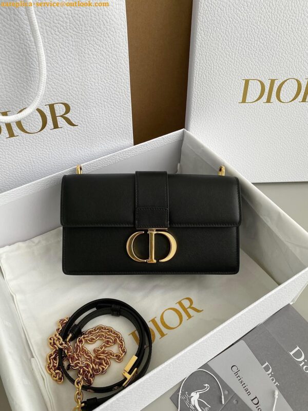 Replica Dior 30 Montaigne East-West Bag with Chain in Black Calfskin 6