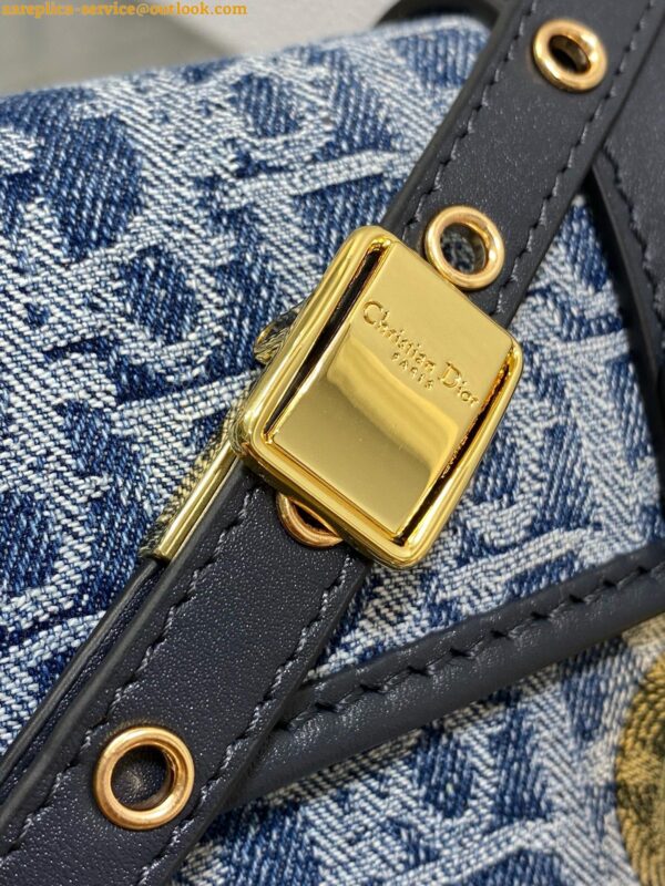 Replica Dior 30 Montaigne East-West Bag with Chain in Blue Denim Oblique Jacquard 10