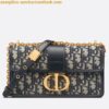 Replica Dior 30 Montaigne East-West Bag with Chain in Blue Denim Oblique Jacquard