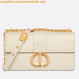 Replica Dior 30 Montaigne East-West Bag with Chain in White Calfskin