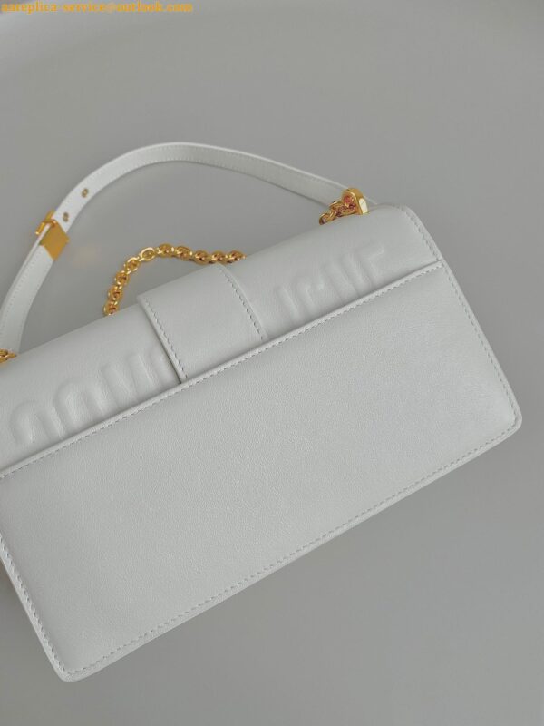 Replica Dior 30 Montaigne East-West Bag with Chain in White Calfskin 4