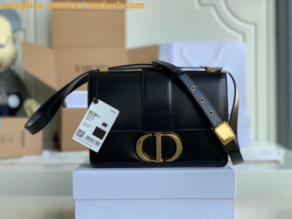 Replica Dior 30 Montaigne Medium Bag In Black Box Calfskin