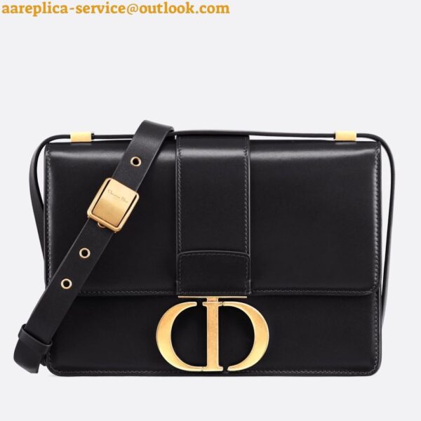 Replica Dior 30 Montaigne Medium Bag In Black Box Calfskin 4