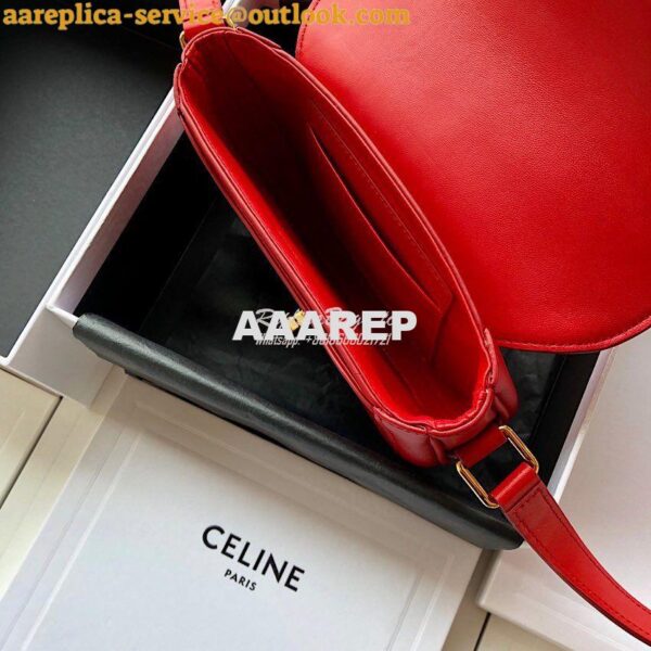 Replica Celine Small Besace 16 Bag in Natural Calfskin 188013 Red 9