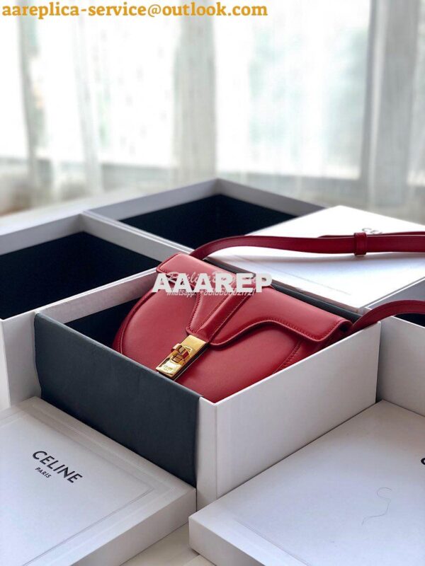 Replica Celine Small Besace 16 Bag in Natural Calfskin 188013 Red 12