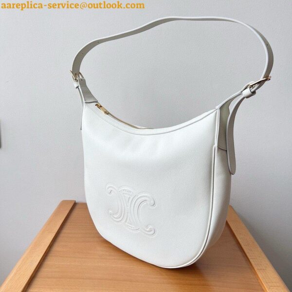 Replica Celine Heloise Cuir Triomphe Bag in White Calfskin 5