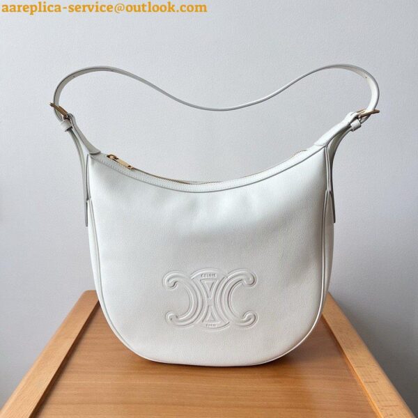 Replica Celine Heloise Cuir Triomphe Bag in White Calfskin 7