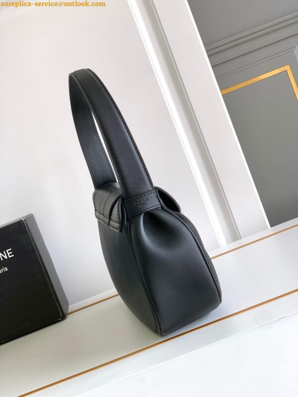 Replica Celine Medium Polly Shoulder Bag in Black Calfskin 3