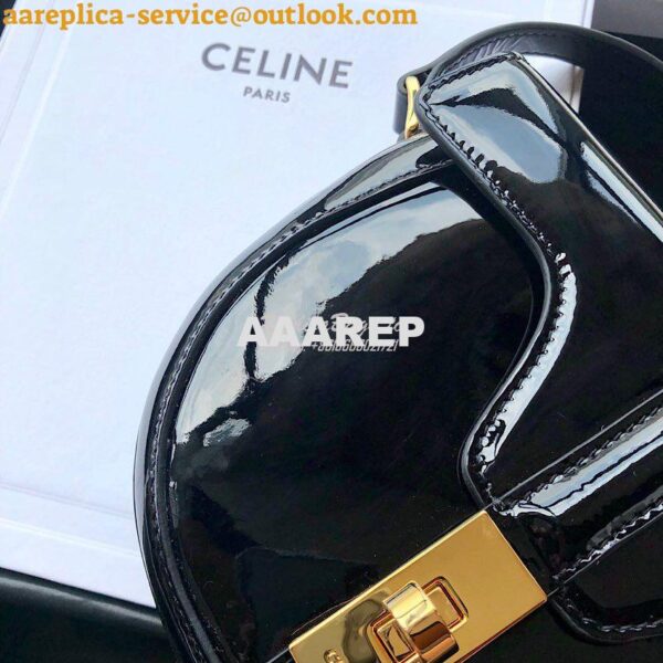 Replica Celine Small Besace 16 Bag in Patent Calfskin 188013 Black 8