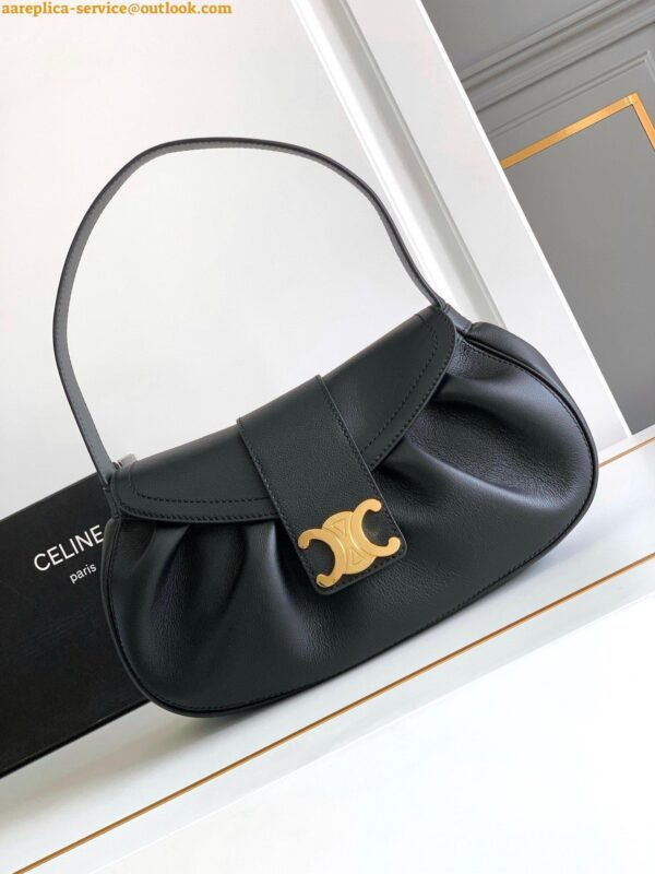 Replica Celine Medium Polly Shoulder Bag in Black Calfskin 9